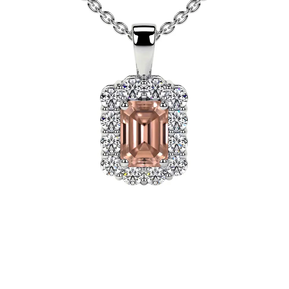 Natural Emerald Shape Morganite Pendant