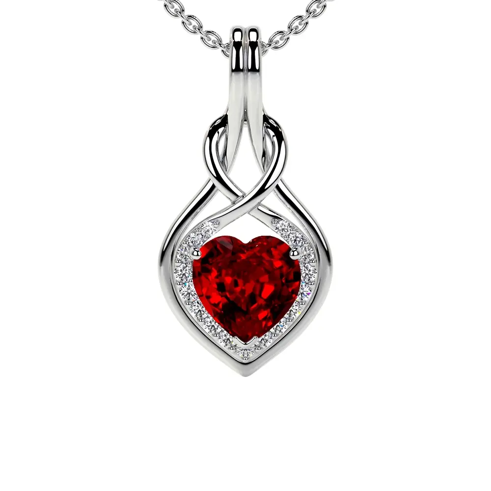 Natural Ruby Round Diamonds Pendant
