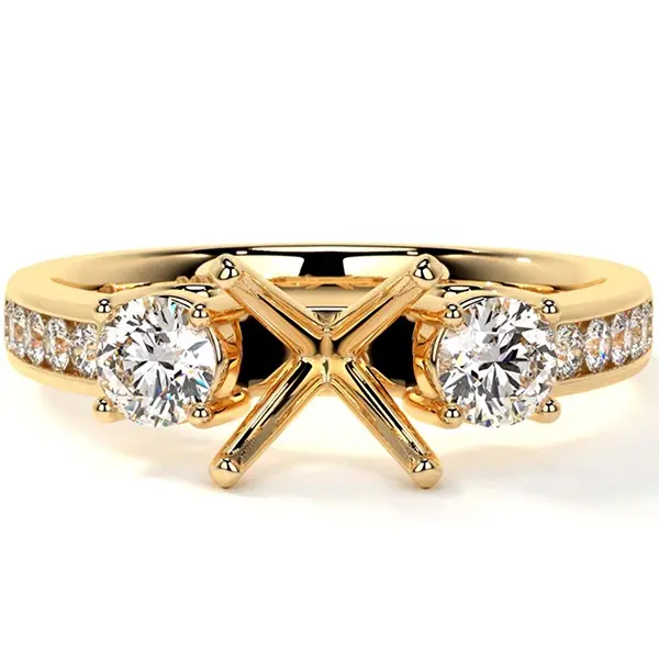 High Setting Rings Round Round Diamond Three Stone Ring Setting (0.75 cttw)